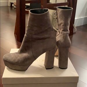 Grey suede platform booties